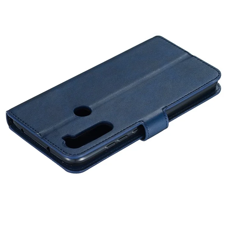 Case de Cuero de Stand de Billetera de Color Sólido Para Xiaomi Redmi Note 8 - Azul