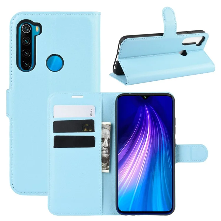 Litchi Skin Design Leather Case for Xiaomi Redmi Note 8T - Blue