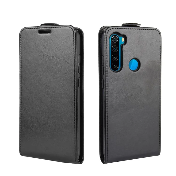 Crazy Horse Vertical Flip Leather Case with Card Slot for Xiaomi Redmi Note 8T - Black