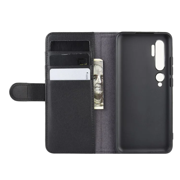 Funda de teléfono de cuero partido para Xiaomi Mi CC9 Pro/Mi Note 10/Mi Note 10 Pro - Negro