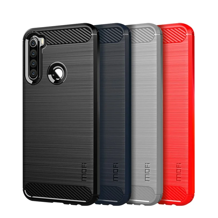 Étui en TPU à surface brossée en fibre de carbone pour Xiaomi Redmi Note 8T - Noir