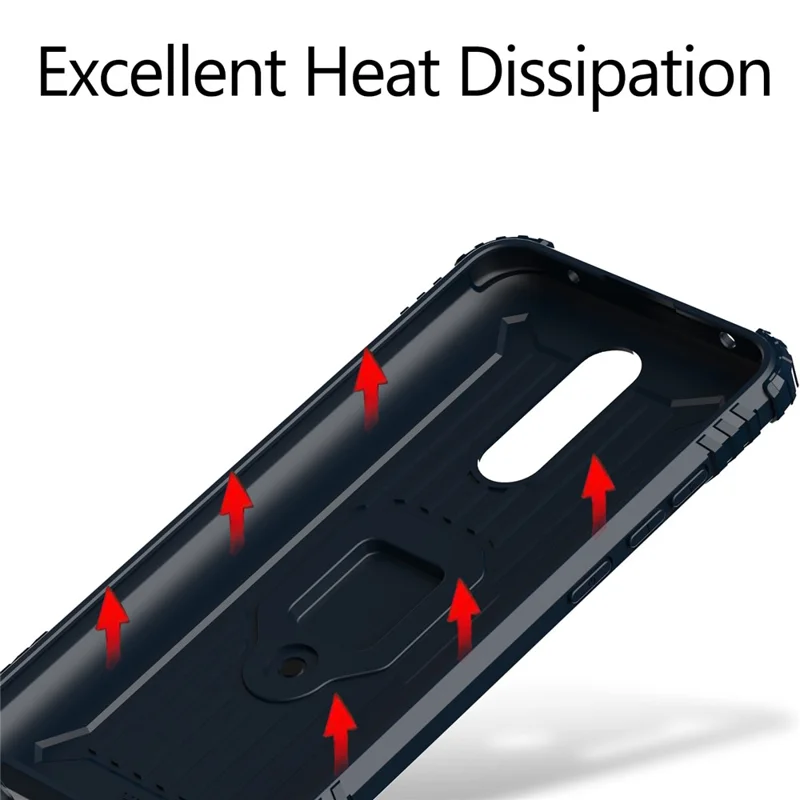 Shockproof TPU Cover with Finger Ring Kickstand Phone Case for Xiaomi Redmi 8 - Blue