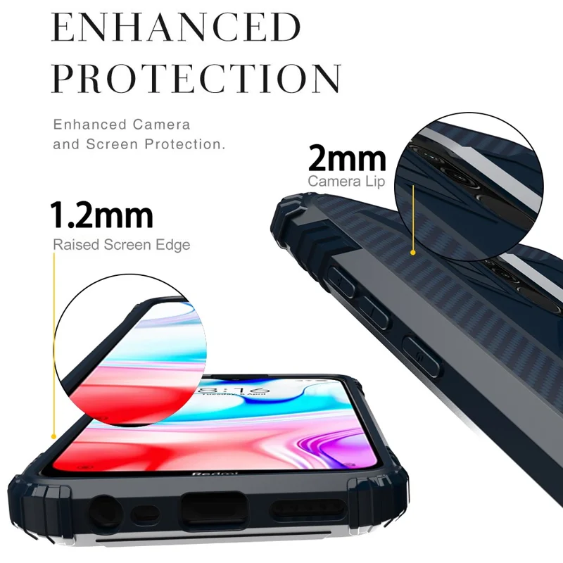 Shockproof TPU Cover with Finger Ring Kickstand Phone Case for Xiaomi Redmi 8 - Blue