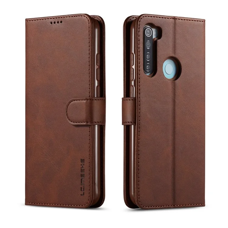 LC.IMEEKE Leather Wallet Case for Xiaomi Redmi Note 8T - Coffee