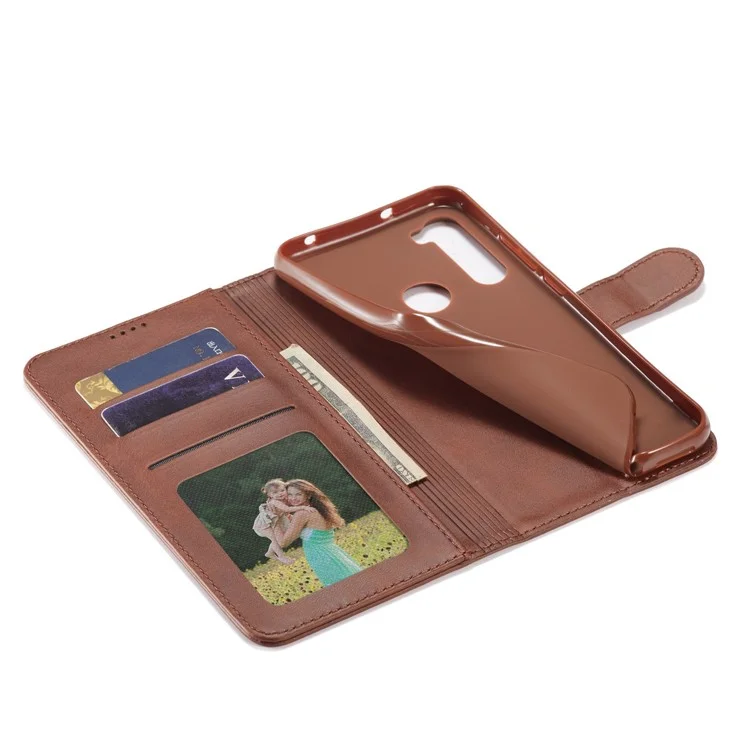 Étui portefeuille en cuir LC.IMEEKE pour Xiaomi Redmi Note 8T - Café