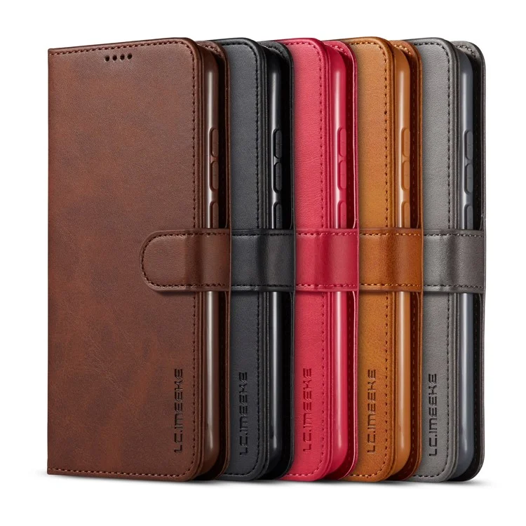 LC.IMEEKE Leather Wallet Case for Xiaomi Redmi Note 8T - Coffee