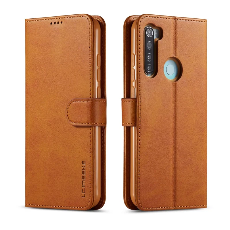LC.IMEEKE Leather Wallet Case for Xiaomi Redmi Note 8T - Brown
