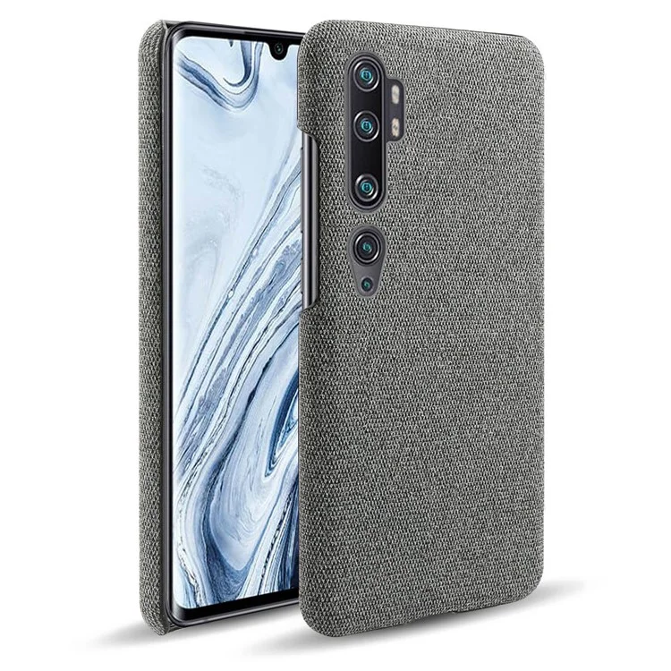 Couvercle Arrière en Plastique Enduit de Tissu Ksq Pour Xiaomi Mi Cc9 Pro / Mi Note 10 / Mi Note 10 Pro - Gris Foncé