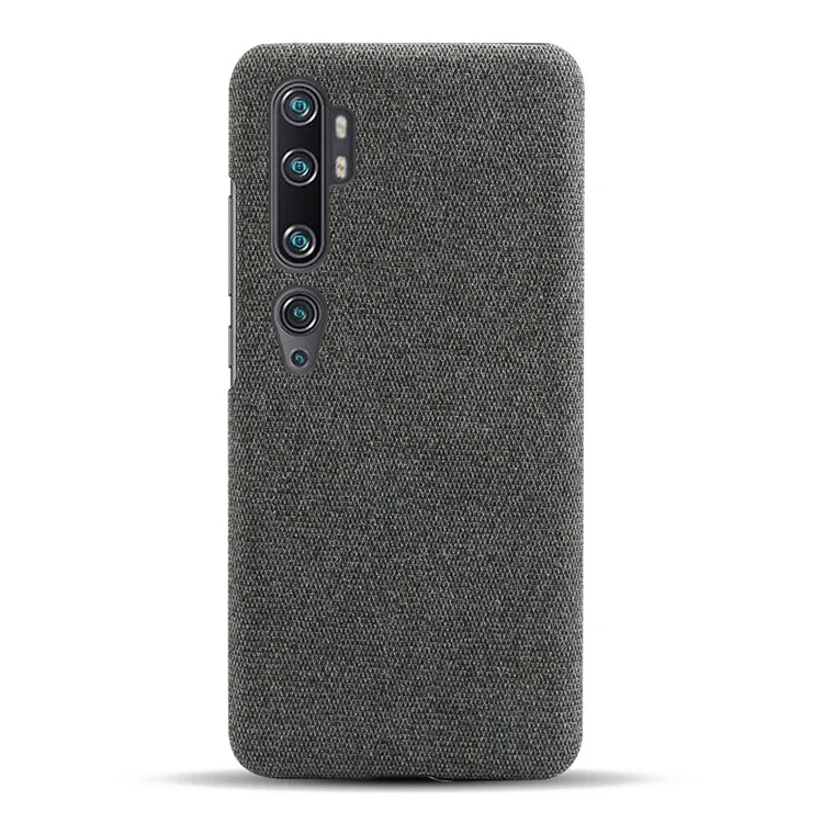 Cubierta posterior de plástico con revestimiento de tela para Xiaomi Mi CC9 Pro / Mi Note 10 / Mi Note 10 Pro - Gris Oscuro