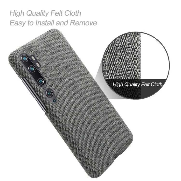Cubierta posterior de plástico con revestimiento de tela para Xiaomi Mi CC9 Pro / Mi Note 10 / Mi Note 10 Pro - Gris Oscuro