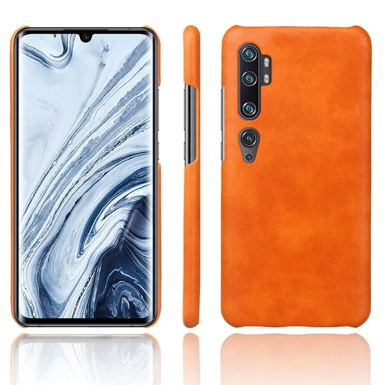 KSQ Crazy Horse PU Custodia Per PC Rigida Rivestita in Pelle Per Xiaomi Mi CC9 Pro / mi Note 10/ mi Nota 10 Pro - Arancia