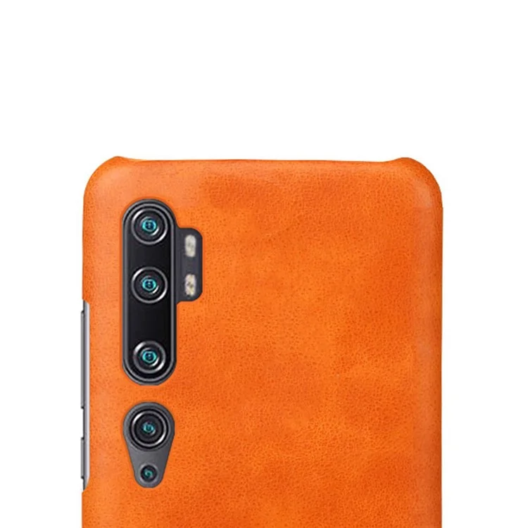 Funda dura de policarbonato con revestimiento de piel de caballo loco PU para Xiaomi Mi CC9 Pro / Mi Note 10/ Mi Note 10 Pro - Naranja