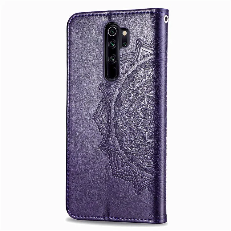 Pour Xiaomi Redmi Note 8 Pro Mandala Flower Portefeuille Mandala Case de Protection en Cuir - Violet