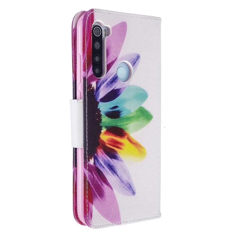Pattern Printing Leather Wallet Case for Xiaomi Redmi Note 8T - Colorful Petals