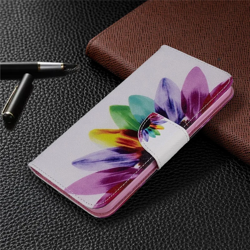 Pattern Printing Leather Wallet Case for Xiaomi Redmi Note 8T - Colorful Petals