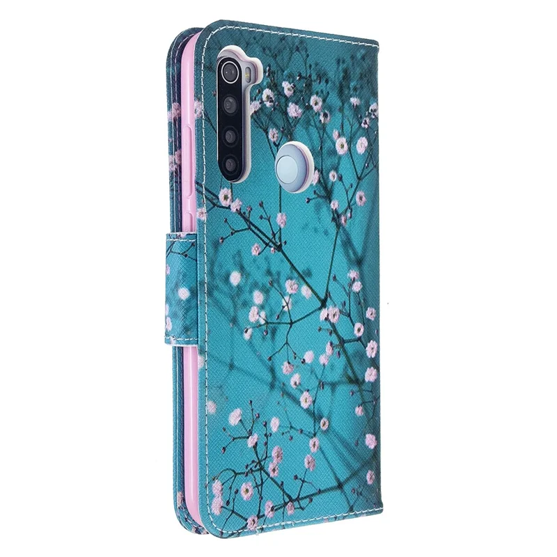 Pattern Printing Leather Wallet Case for Xiaomi Redmi Note 8T - Tree with Flowers