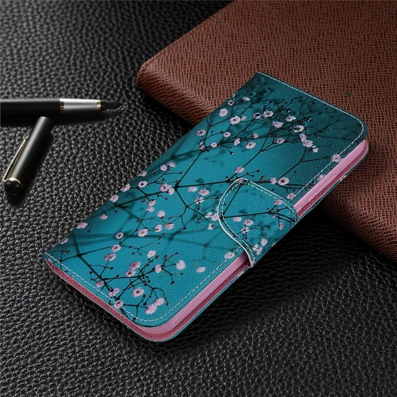 Pattern Printing Leather Wallet Case for Xiaomi Redmi Note 8T - Tree with Flowers