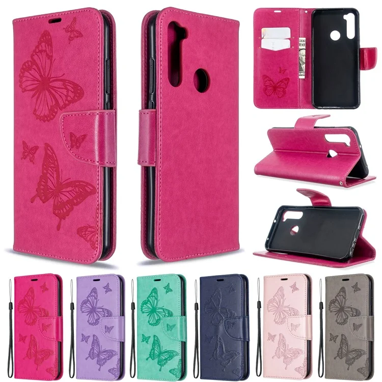 Empreinte Butterfly Wallet en Cuir Board Pour Xiaomi Redmi Note 8T - Gris