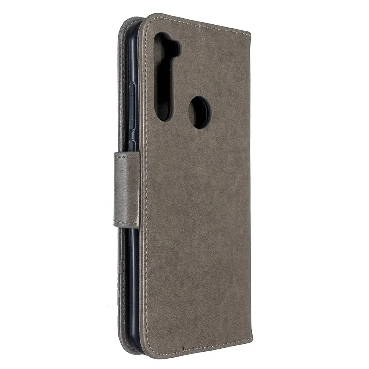 Imprint Butterfly Wallet Leather Stand Case for Xiaomi Redmi Note 8T - Grey