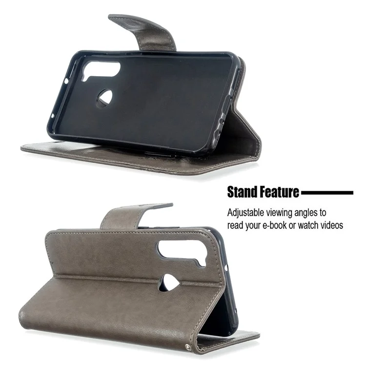 Empreinte Butterfly Wallet en Cuir Board Pour Xiaomi Redmi Note 8T - Gris