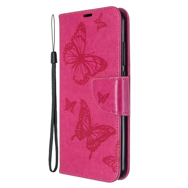 Imprint Butterfly Wallet Leather Stand Case for Xiaomi Redmi Note 8T - Rose