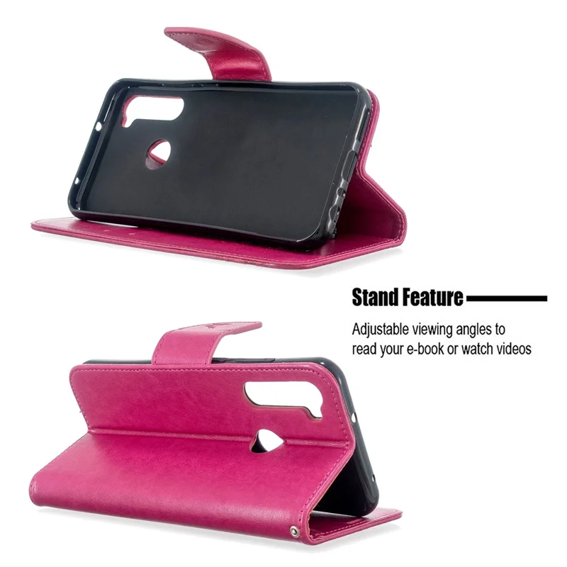 Imprint Butterfly Wallet Leather Stand Case for Xiaomi Redmi Note 8T - Rose