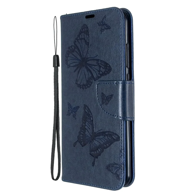 Imprint Butterfly Wallet Leather Stand Case for Xiaomi Redmi Note 8T - Blue