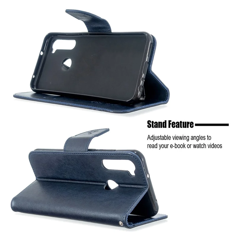 Imprint Butterfly Wallet Leather Stand Case for Xiaomi Redmi Note 8T - Blue