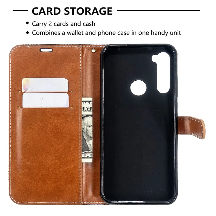 Assorted Color Jeans Cloth Leather Wallet Case for Xiaomi Redmi Note 8T - Black