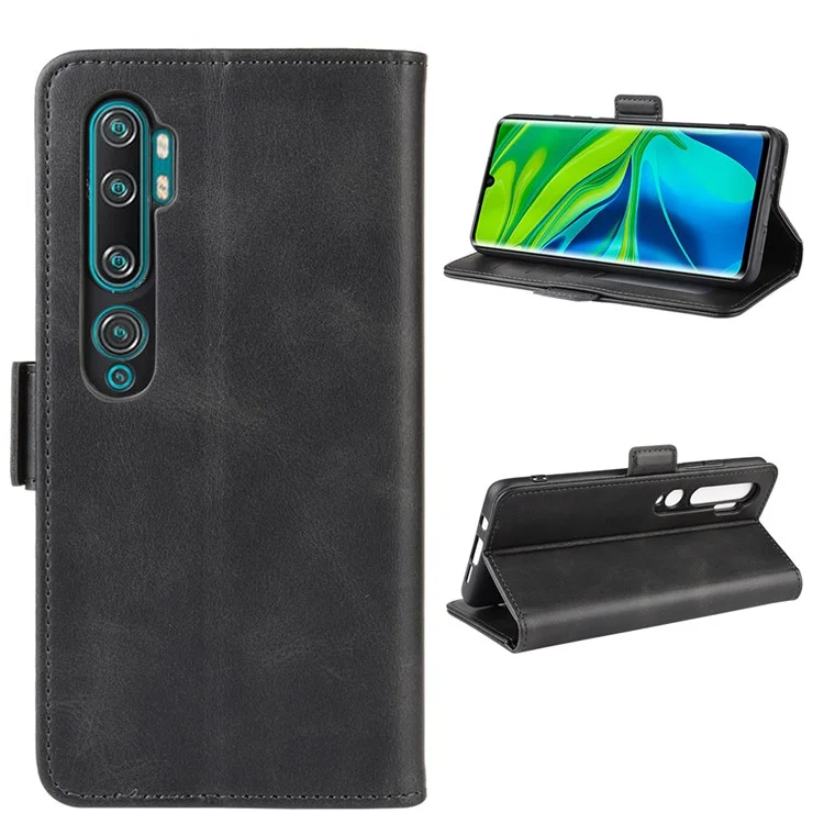 Magnet Adsorption Flip Leather Wallet Case for Xiaomi Mi CC9 Pro/Note 10/Note 10 Pro - Black