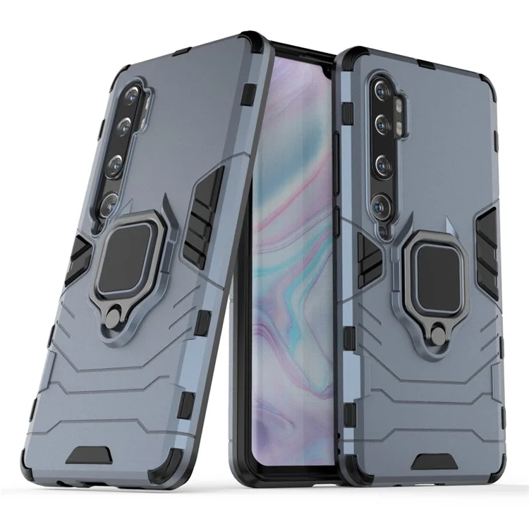 Anillo portaguardias Cool Guard Soporte Kickstand PC + Funda TPU para Xiaomi Mi CC9 Pro/Mi Note 10/Mi Note 10 Pro - Azul Oscuro