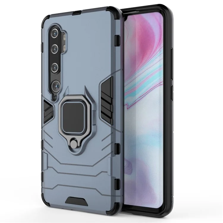 Anillo portaguardias Cool Guard Soporte Kickstand PC + Funda TPU para Xiaomi Mi CC9 Pro/Mi Note 10/Mi Note 10 Pro - Azul Oscuro