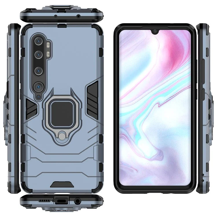 Anillo portaguardias Cool Guard Soporte Kickstand PC + Funda TPU para Xiaomi Mi CC9 Pro/Mi Note 10/Mi Note 10 Pro - Azul Oscuro
