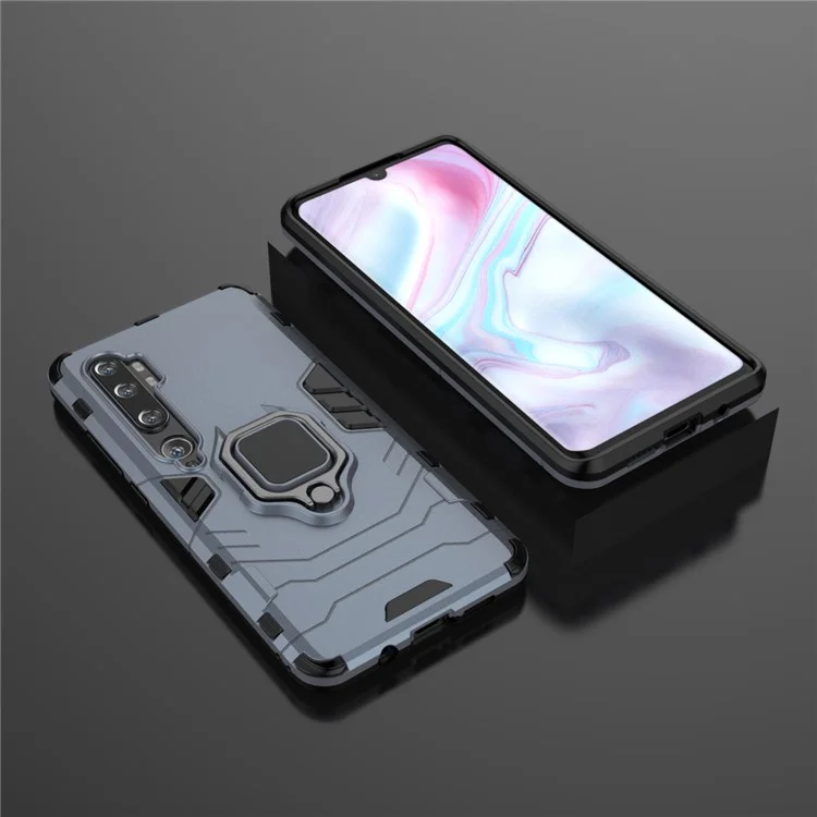 Cool Guard Ring Holder Kickstand PC + TPU Case Para Xiaomi Mi CC9 Pro/Mi Nota 10/Mi Note 10 Pro - Azul Escuro