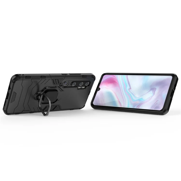 Cool Guard Ring Holder Kickstand PC + TPU Case Para Xiaomi Mi CC9 Pro/Mi Nota 10/mi Note 10 Pro - Azul Oscuro