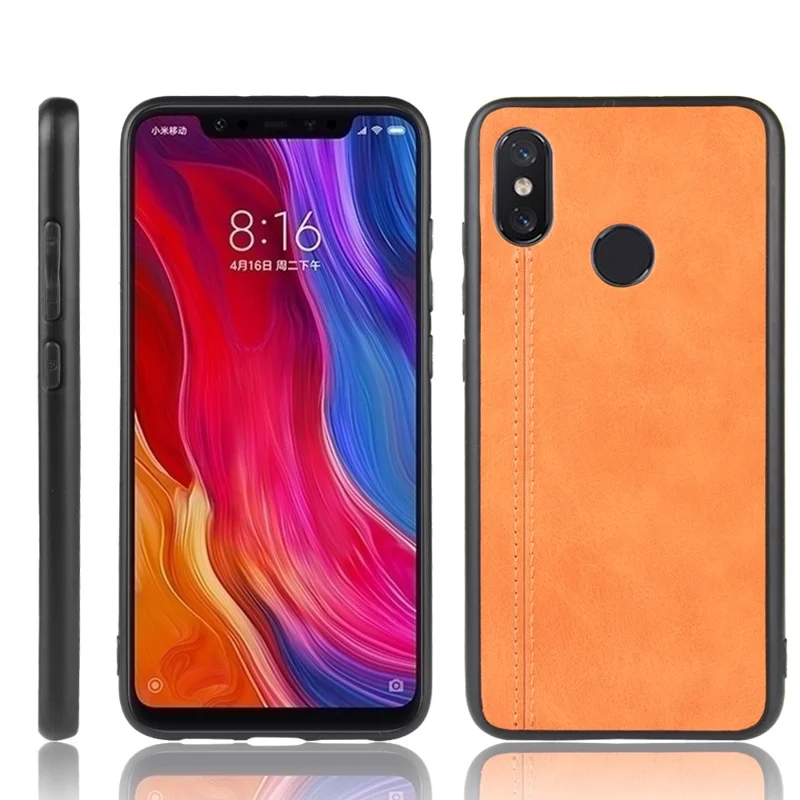 Leather Coated PC + TPU Combo Protective Cover for Xiaomi Mi 8 SE (5.88-inch) - Yellow