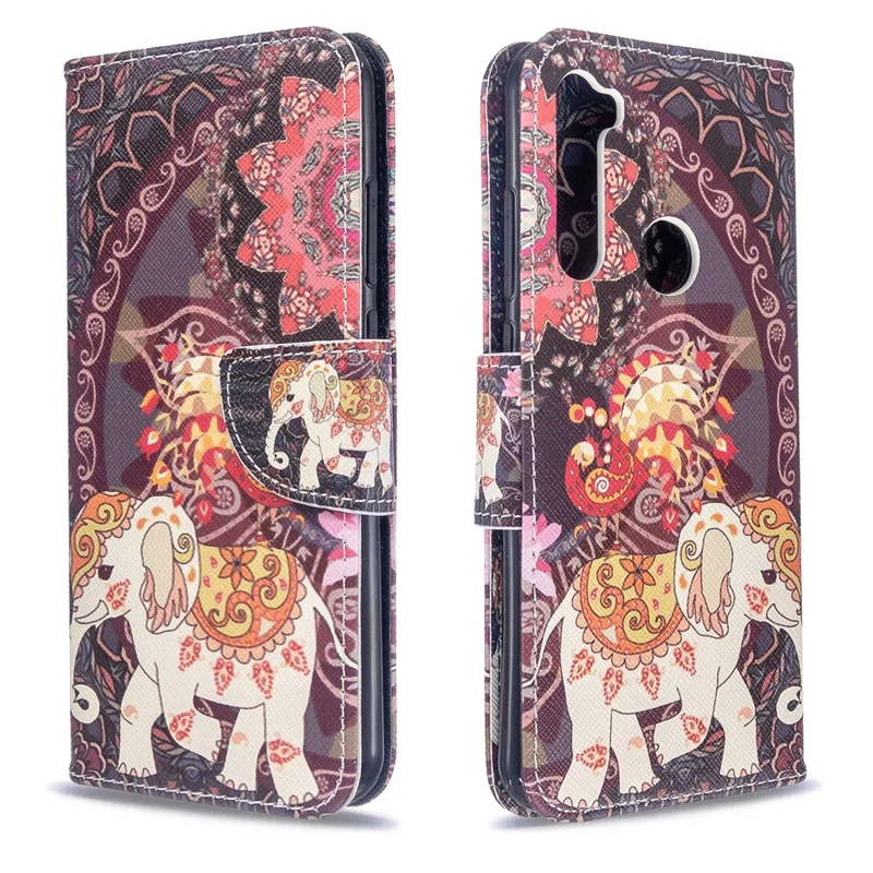 Pattern Printing Wallet Leather Flip Phone Cover for Xiaomi Redmi Note 8T - Malanda and Elephant
