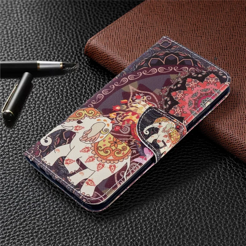Pattern Printing Wallet Leather Flip Phone Cover for Xiaomi Redmi Note 8T - Malanda and Elephant