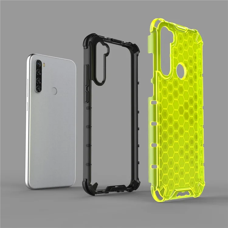 Honeycomb Shock-proof TPU + PC Phone Case for Xiaomi Redmi Note 8T - Green