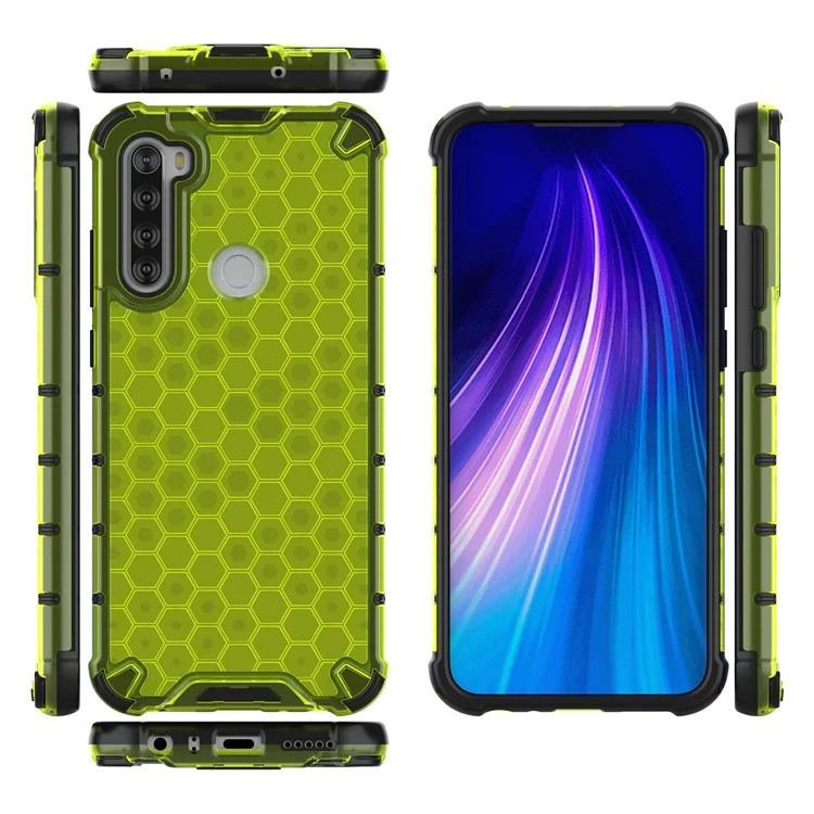 Honeycomb Shock-proof TPU + PC Phone Case for Xiaomi Redmi Note 8T - Green