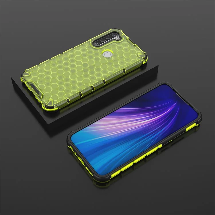 Honeycomb Shock-proof TPU + PC Phone Case for Xiaomi Redmi Note 8T - Green