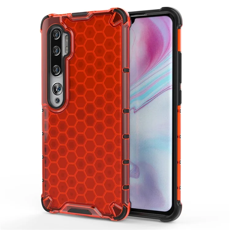 Honeycomb Pattern Phone Casing Cover for Xiaomi Mi CC9 Pro/Mi Note 10 - Red