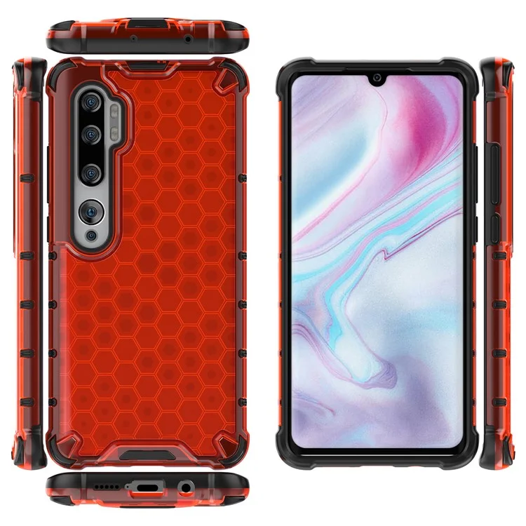 Honeycomb Pattern Phone Casing Cover for Xiaomi Mi CC9 Pro/Mi Note 10 - Red