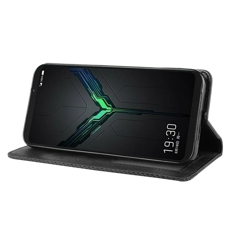 Retro -stil PU -leder -stand Wallet -telefongehäuse Für Xiaomi Black Shark 2/Black Shark 2 Pro - Schwarz