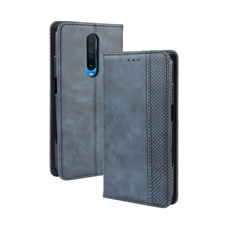 Couvrage en Cuir Automatique de Style Rétro Pour Xiaomi Redmi K30 / Poco x2 / K30 5G - Bleu