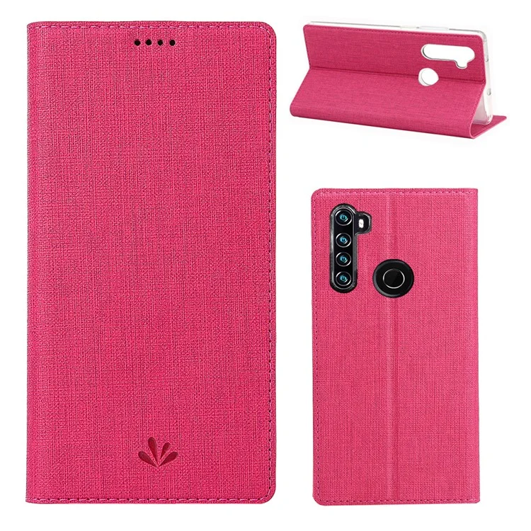 Vili DMX Cross Texture Stand Case de Cuero Con Ranura Para Tarjetas Para Xiaomi Redmi Nota 8T - Rosa