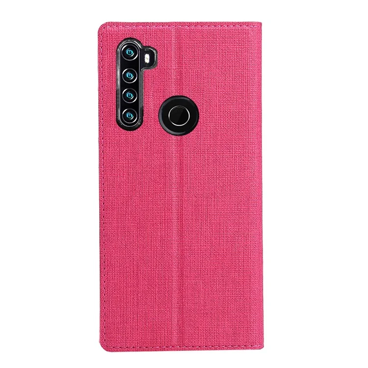 VILI DMX Cross Texture Stand Cuir Case Avec Fente de Carte Pour Xiaomi Redmi Note 8T - Rose