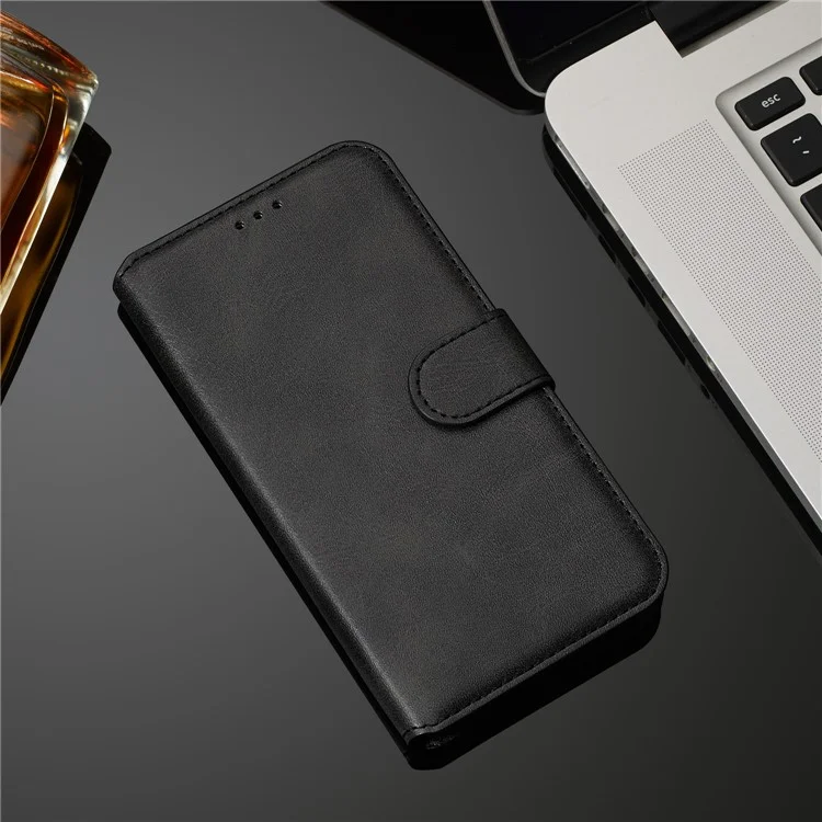 Solid Color Flip Leather Wallet Phone Casing for Xiaomi Redmi Note 8T - Black