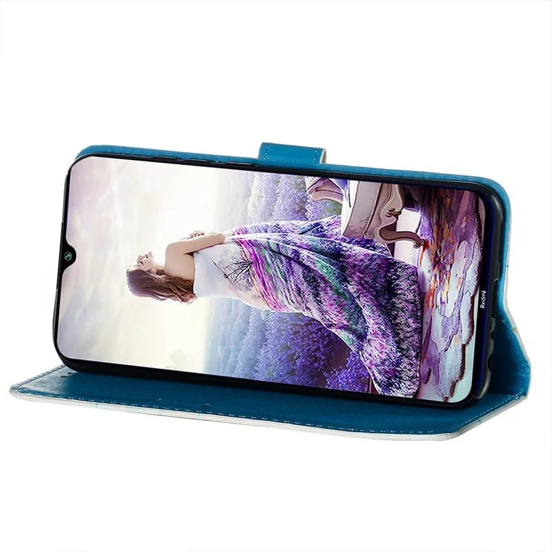 PU Coperchio di Shoh Petth Petture PU Pettura Per Xiaomi Redmi Note 8 - Farfalla Blu/viola