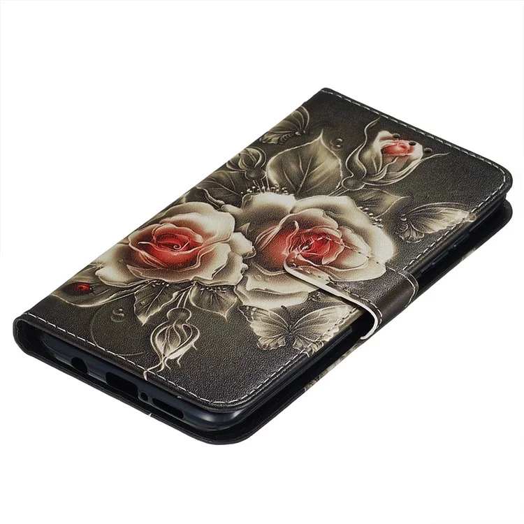 Capa de Concha de Telefone de Couro PU Para Xiaomi Redmi Note 8 Pro - Flor Vívida